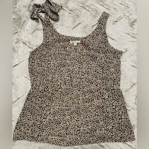 GAP Animal Print Top with One Bow Tie Shoulder